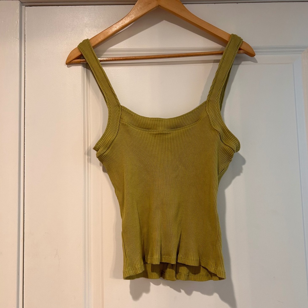 Free People Chartreuse Ribbed Button Tank - Picture 6 of 12